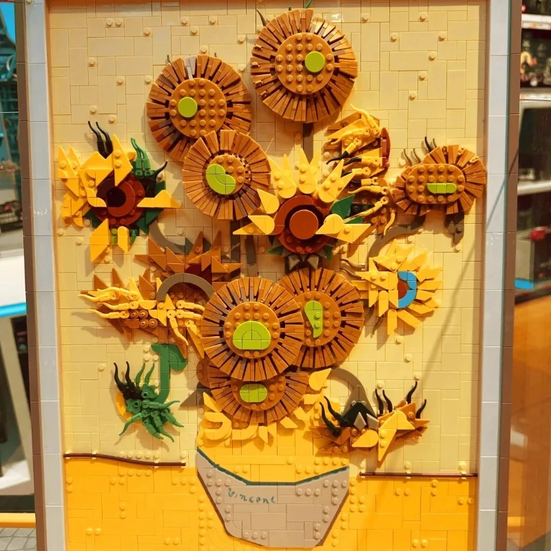 

New sunflower art painting model building blocks creative decoration gift toy holiday