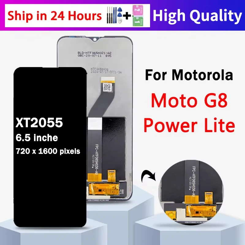 6.5\'\'IPS For Motorola Moto G8 Power Lite LCD Display with frame Touch Screen Digitizer For Moto G8Power Lite XT2055-2 lcd