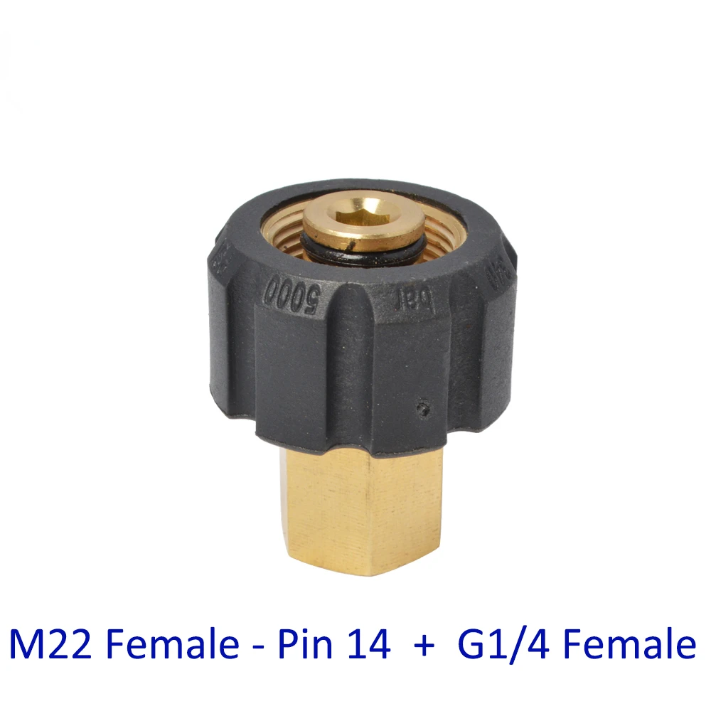 

High Pressure Washer Car Washer Brass Connector Adapter M22 Female + G1/4 Female