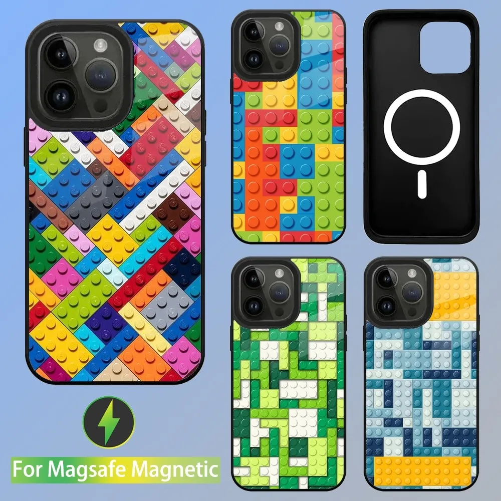 L-Legos blockiert Telefon hülle für iPhone 15,14,13,12,11, plus, Pro,Max Mini Magsafe magnetisches