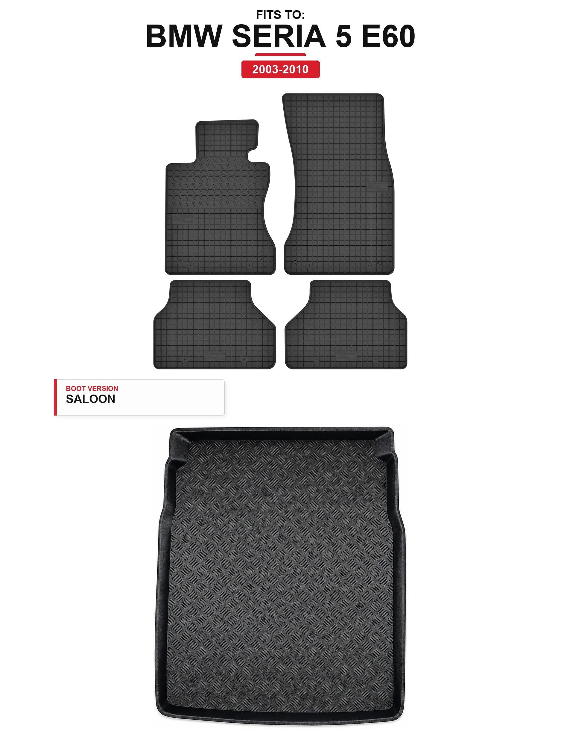 Solidtread rubberen vloermatten + bagagemat voor: BMW 5 Serie E60 2003-2010