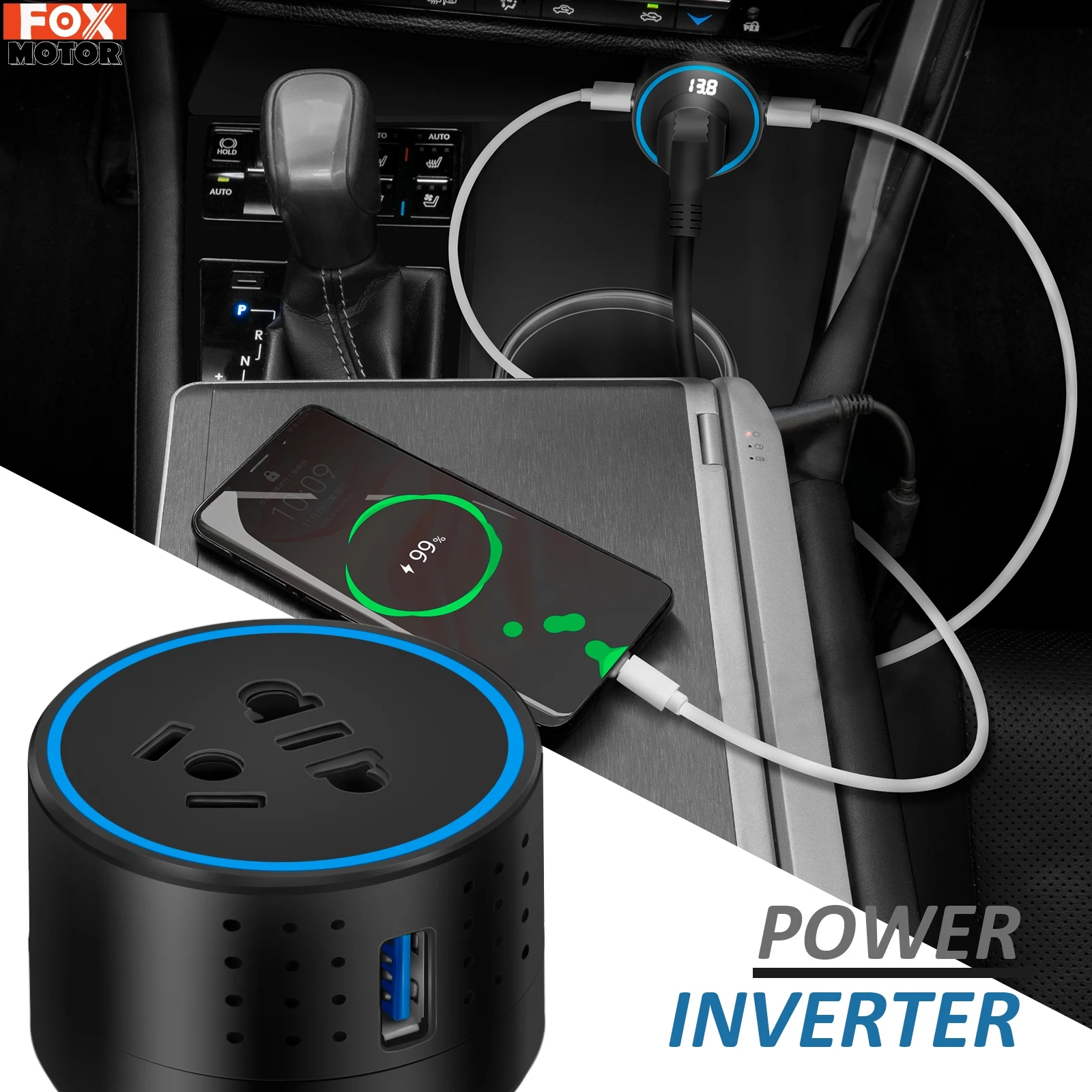 

UNIVERSAL 100W Car Inverter 12V 24V DC to 110V 220V AV Auto Power Adapter USB QC3.0 3.1A Charger Converter Trunk Car Accessories