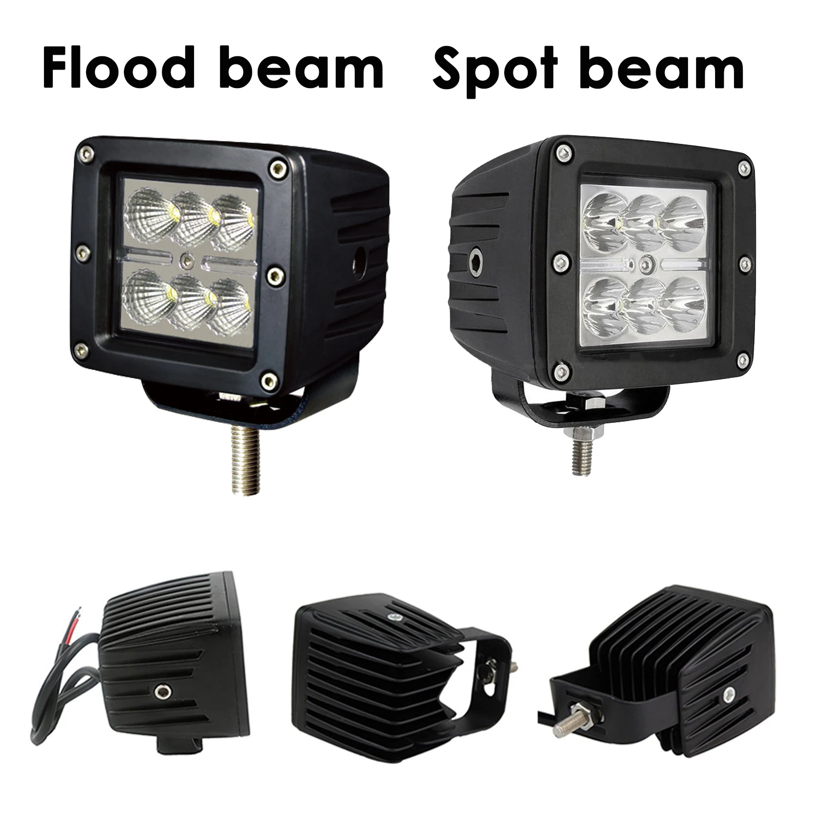 10pcs 24W LED Pods LED Work Lights 12V 24V Waterproof 3inch Square Off Road LED Light Bar for ATV UTV Tractor Offroad Driving