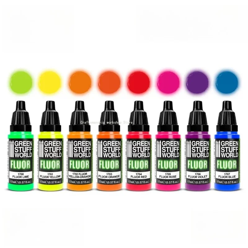 Color Fluorescent Fluorine Paint Combination 8 Bottles Water-based Paint Propylene Model Mold Coloring DIY Digital Oil Painting