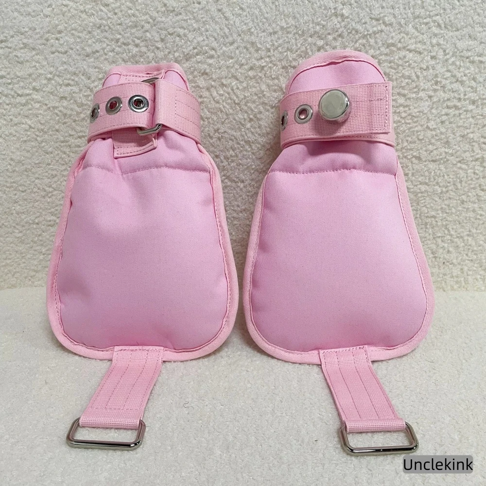 Pink Restraint Gloves with Magnetic Locking Soft Padded Cotton Adjustable Buckle Wrist Cuffs for Patient Safety Anti-Scratch - view 3
