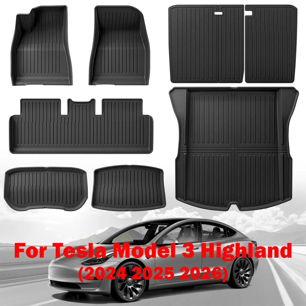 

Для Tesla Model 3 2024 2025 2026 Highland Коврики для грузового багажника Водонепроницаемый противоскользящий коврик для багажника TPE Коврик для левой/правой руки Резиновый