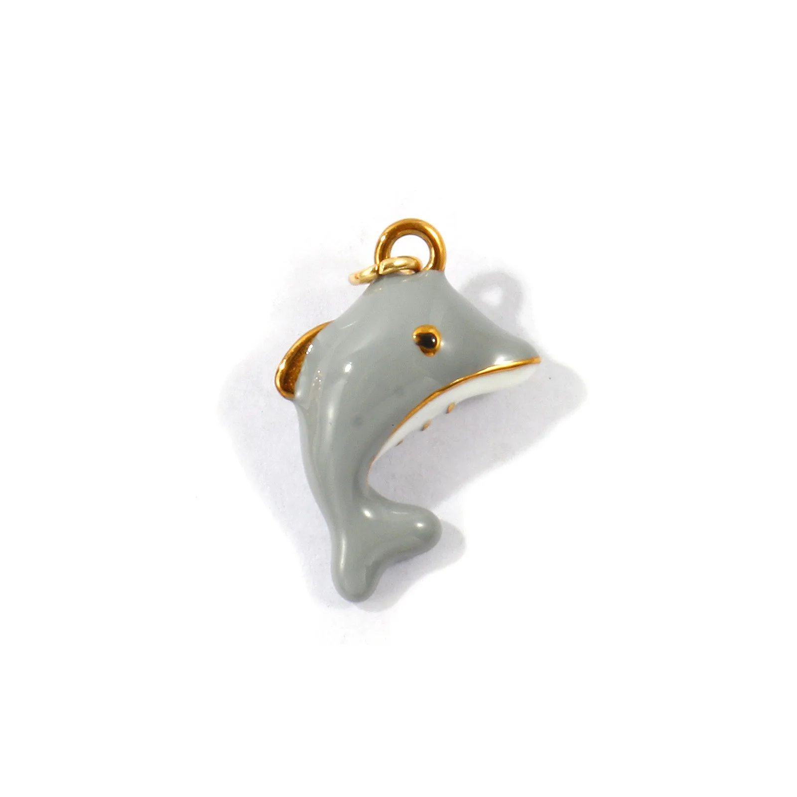 2 Stück Ozean-Schmuckanhänger Tropischer Fisch Delfin 18K vergoldet Emaille 304 Edelstahl Anhänger DIY Halskettenherstellung Großhandel – Detail 3