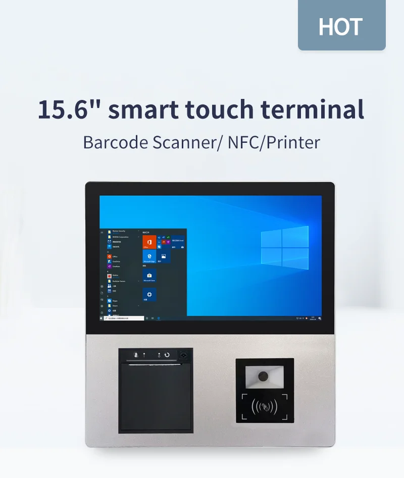 15.6 Inch Self-service Price Checker Kiosk Windows System Barcode Scanner With Built-in Thermal Printer For Supermarket Retail