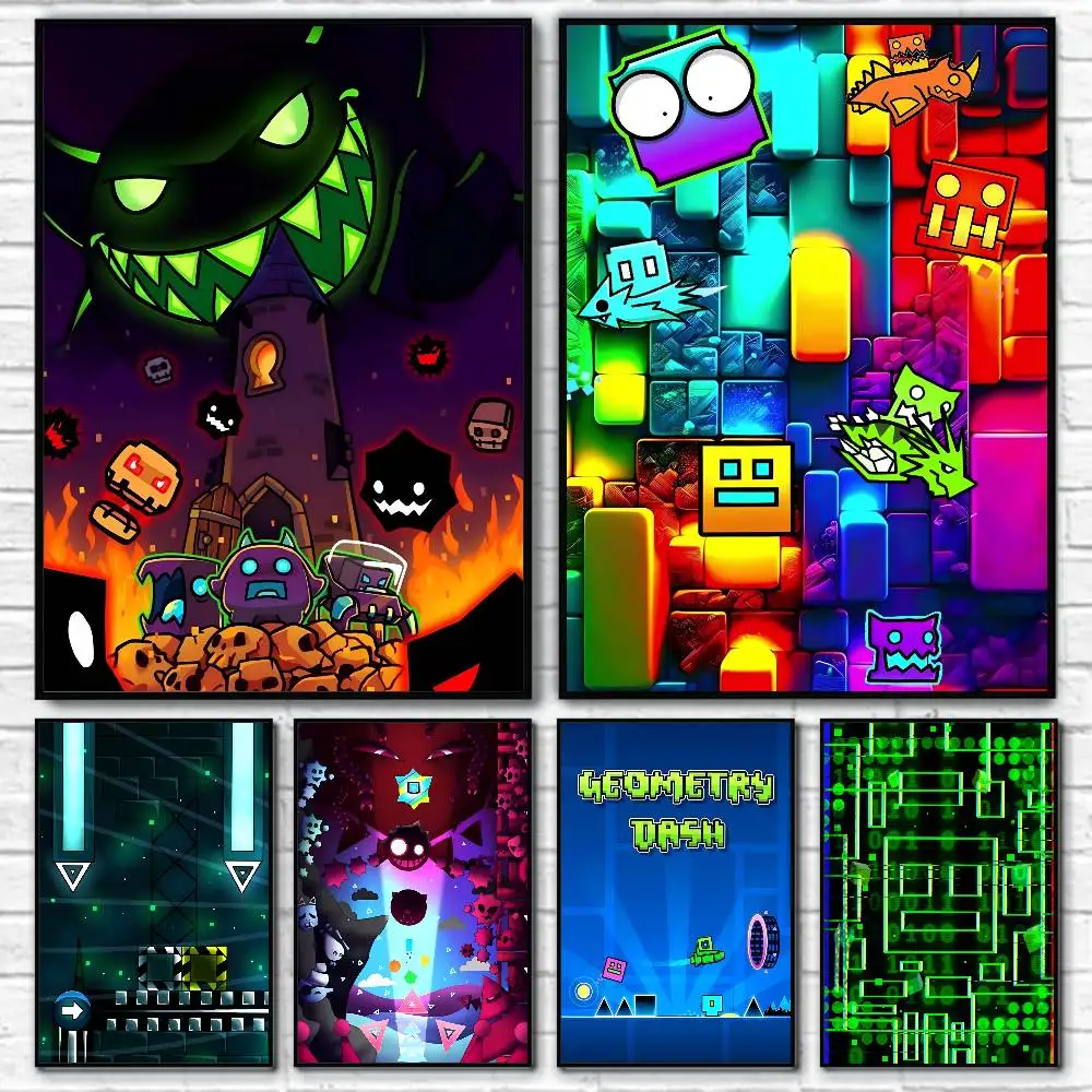 Video Game Anime G-Geometry Dash Manga Posters Fancy Wall Sticker for Living Room Bar Decoration Wall Decor