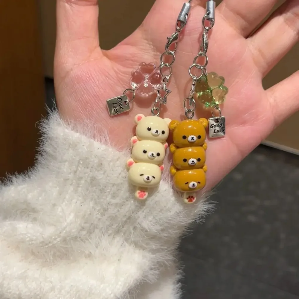 لطيف الدب الهاتف Charms قلادة Kawaii أنيمي المفاتيح اكسسوارات للمفاتيح المدرسية آيفون 17 برو ماكس Airpods Ins كوريا جديد Y2K