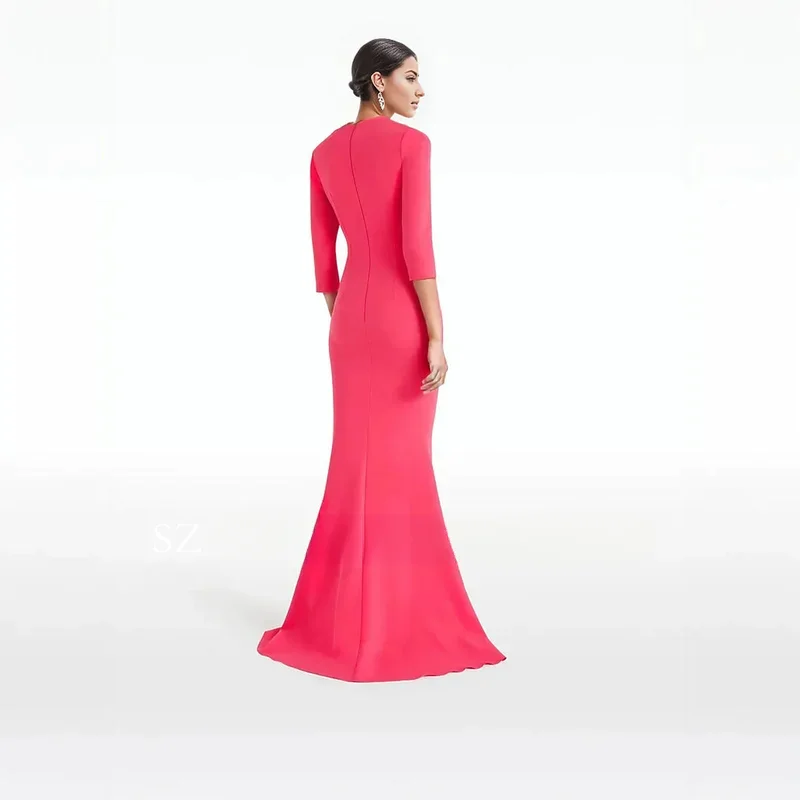 CustomizedHigh 2024 baru gaun pesta dilengkapi Maxi Satin wanita gaun leher tidak beraturan merah muda panas Dre pesta gaun Prom Ruched putri duyung