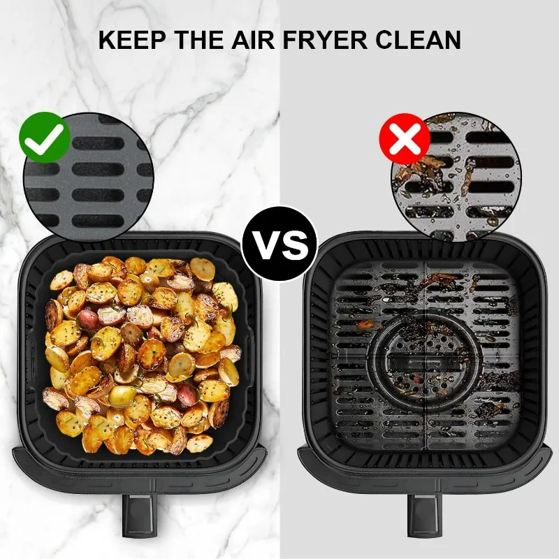 Reusable Silicone Air Fryer Tray for 5qt-6qt Air Fryers, Durable Non-Toxic Cooking Accessory, Perfect for Healthy Meals