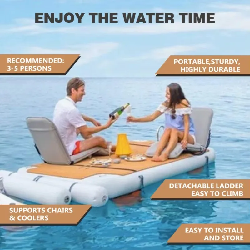 Size 8 x 6 ft Eco-friendly PVC Infla Floating Platform 100-500 kg Capacity Commercial Use OEM
