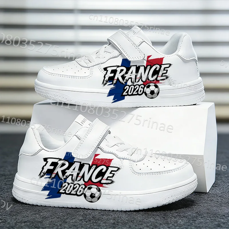 

2026 Football Match France Youth Kids Print Shoes Simple Hot Selling Comfortable Outdoor Sports Walking Chaussure Kids Gift
