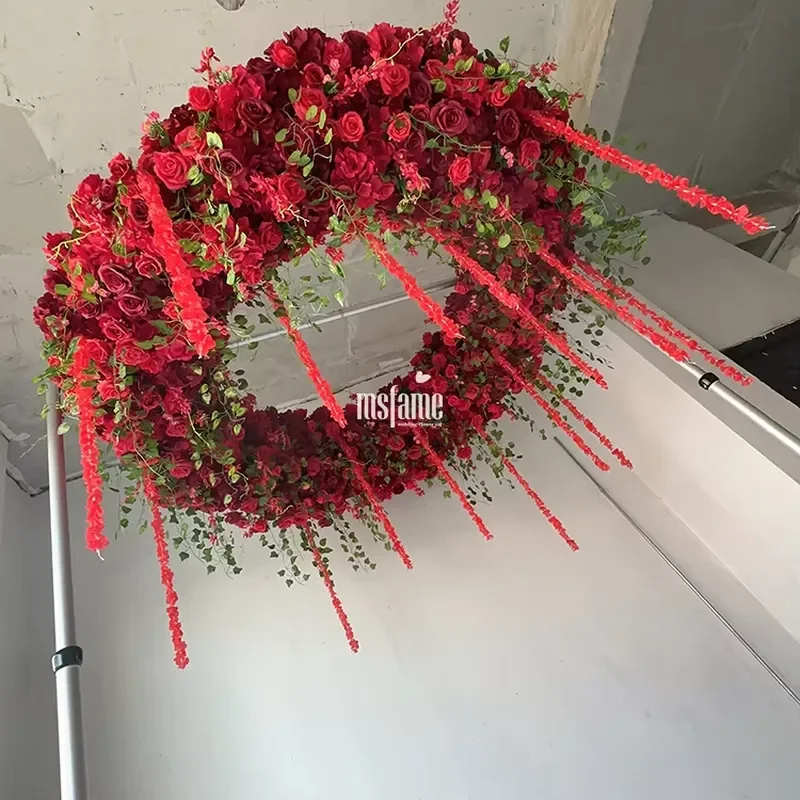 Large Outdoor Christmas Decor Red Ceiling Flower Hanging Garland Silk Roof Decoration 3D Artificial Flowers Arrangements