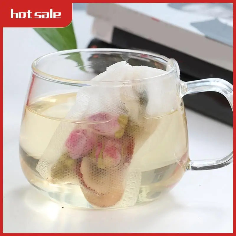 Paquete de 100 bolsas de filtro de bolsitas de té desechables, bolsitas de té filtrantes para preparar té con cierre de rosca