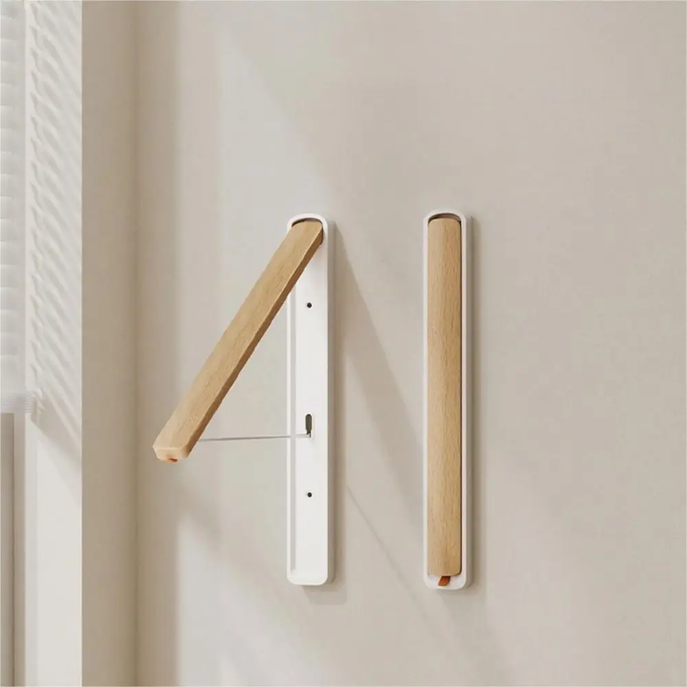 Aluminum Material Foldable Clothes Drying Rack Multi-Functional Space Saving Design Wall Mounted Rack Stretchable Pole