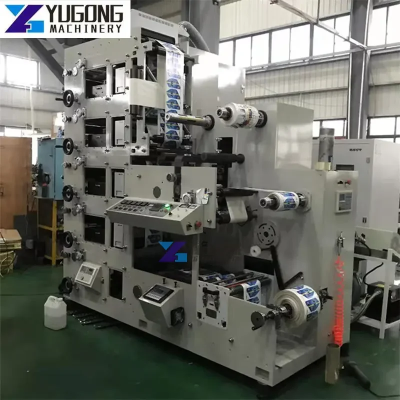 Automatic 4 5 6 Colors Adhesive Label Aluminium Foil Paper Roll Flexo Flexographic Printing Machine