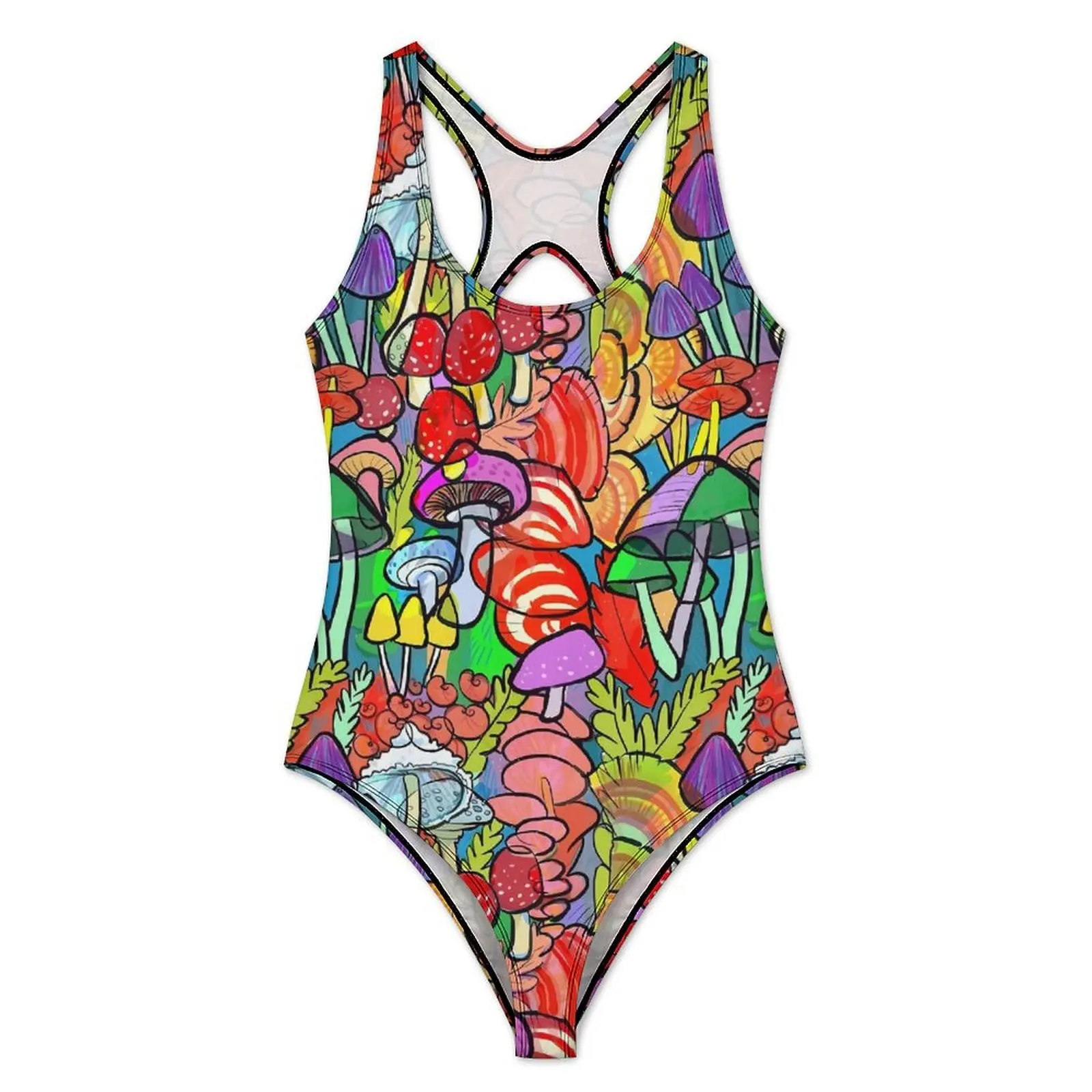 Forest Appeared Swimsuit Sexy Colorful Mushroom Woman Swimwear One-Piece Stylish Bodysuit Sport Push Up High Cut Bathing Suits
