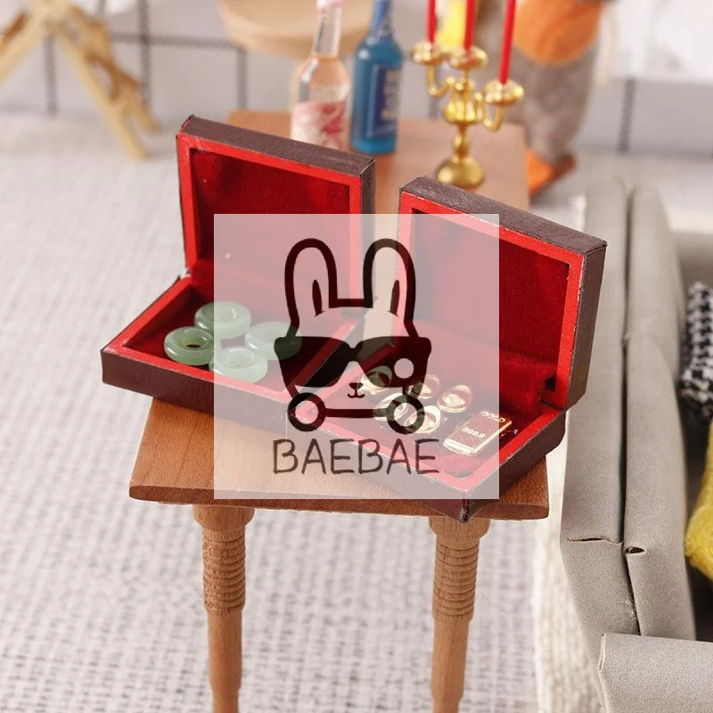 1 Set 1:12 Poppenhuis Miniatuur Accessoires Mini Houten Sieraden Doos Model Speelgoed Voor Poppenhuis Decoratie Vintage Sieraden Case