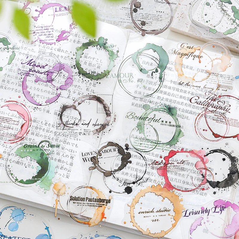 30 قطعة الألوان المائية الإبداعية لطخم الساخن ختم ملصقات خيمة اليد لتقوم بها بنفسك عصا تسميات سكرابوكينغ المواد غير المرغوب فيه مجلة لوازم