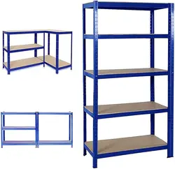 Scaffale per garage in metallo 180x90x40 cm, scaffale per scaffali per carichi pesanti a 5 livelli per officina di magazzino, capacità totale 875 kg