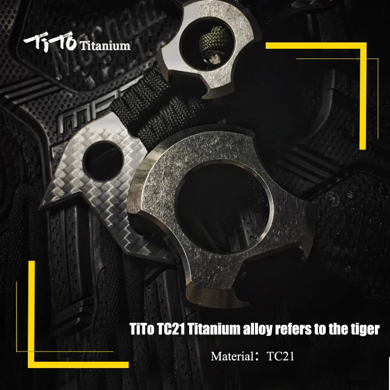 TiTo Portable Titanium Outdoor EDC Tools Finger Rings Lightweight Titanium Knuckle Ring with Bottle Opener