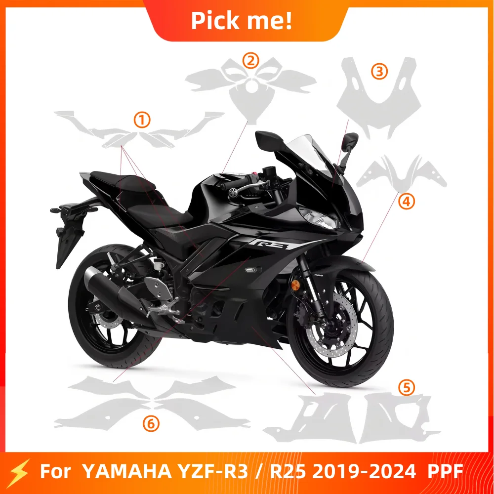 

For YAMAHA YZF-R3 YZF-R25 PPF TPU Protective Film Full Body Paint Protection Scratch Resistant Kit yzfr3 yzfr25 2019-2024