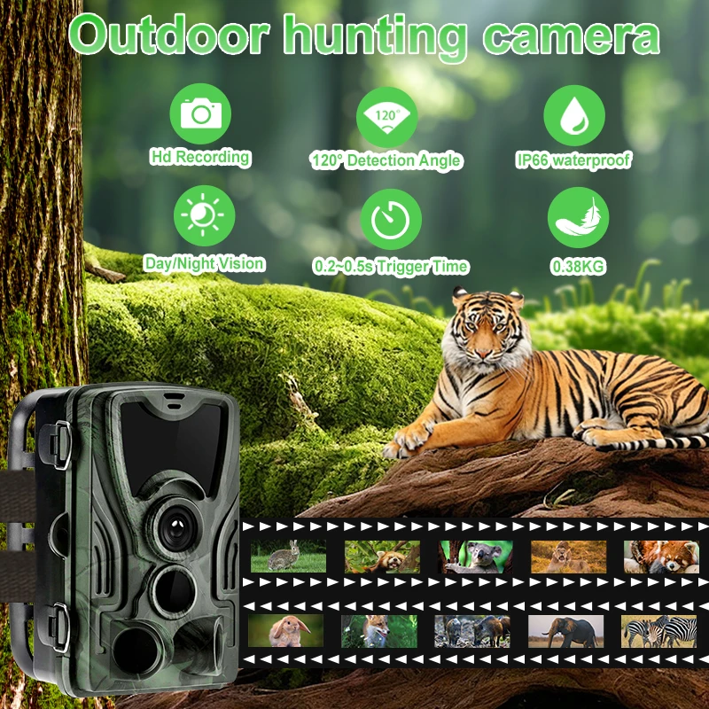 Wildlife hunting and tracking camera, equipped with 32GB memory, battery powered, 0.3 second motion activation, infrared