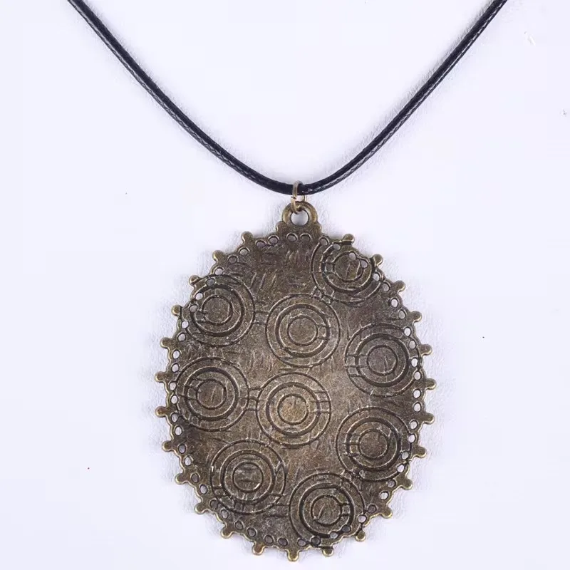 Fit 40*30Mm Vintage Bronze Color Blank Pendant Base Necklace Glass Cabochon Bezel Tray Vintage Necklace Making Jewelry Setting