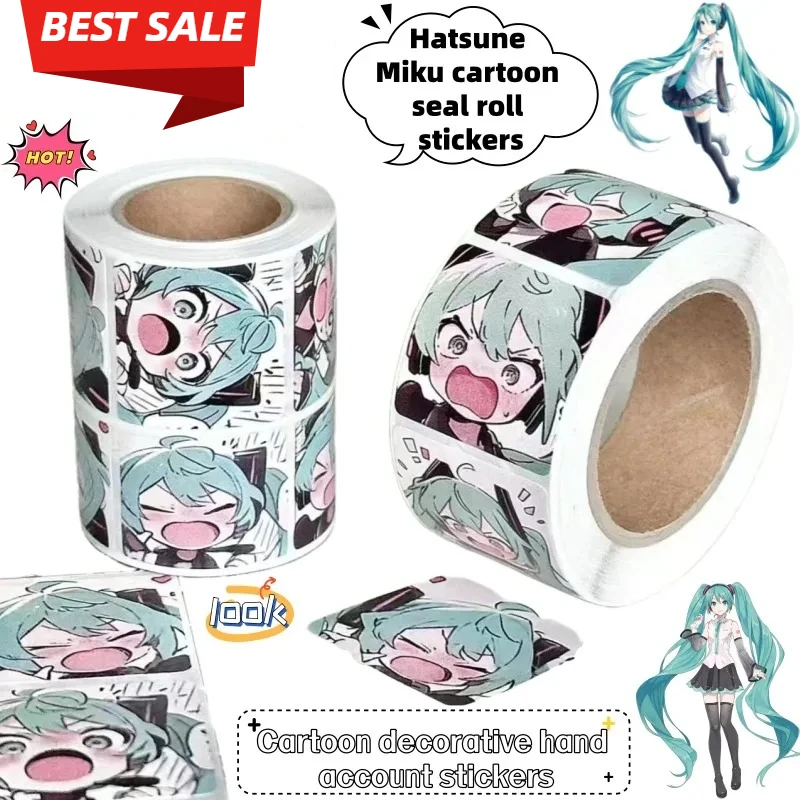

500PCS Japanese Anime Hatsune Miku Cartoon Creative Sealed Sticker Secondary Animation Peripheral Decoration Holiday Gift