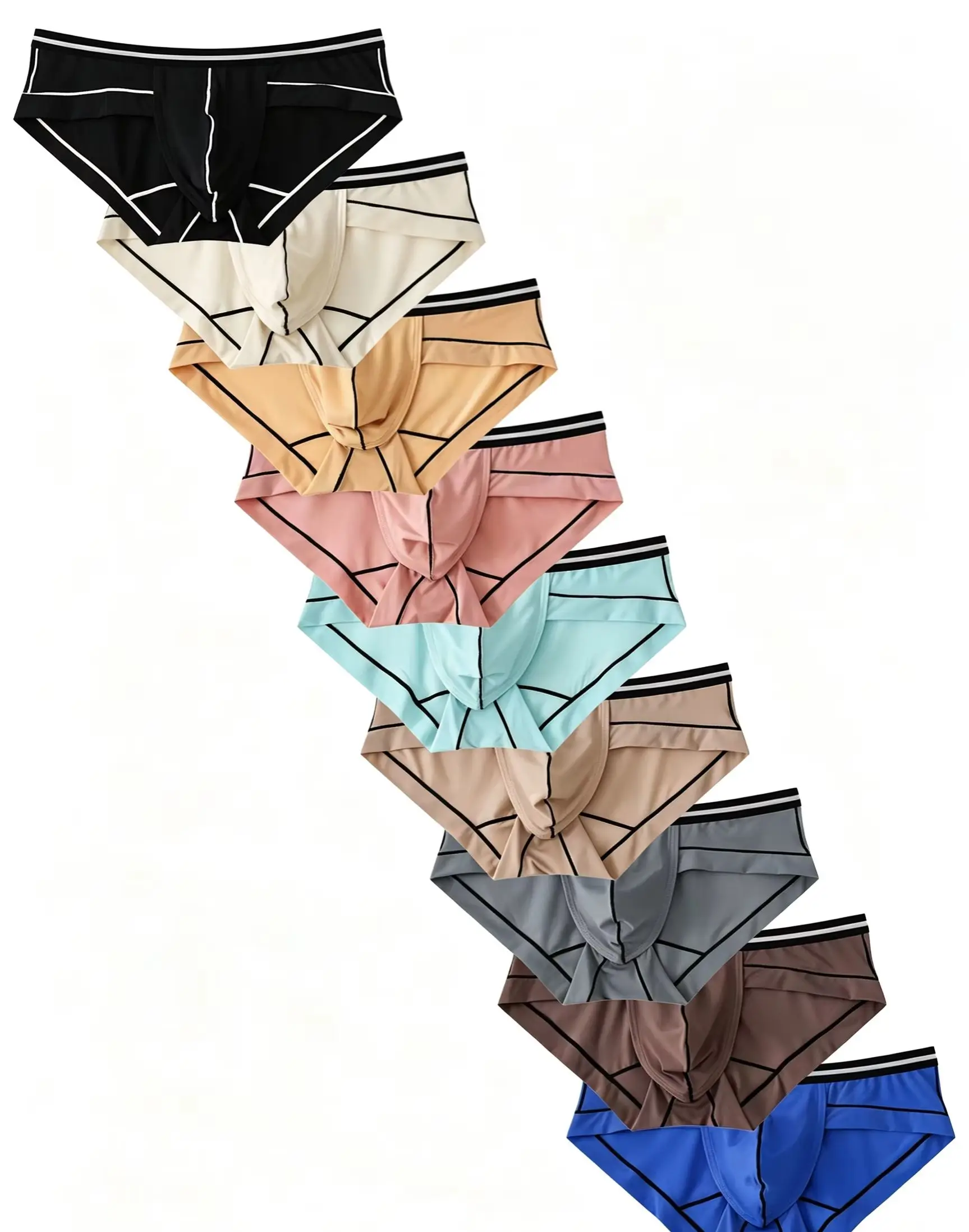 Men Ice Silk Briefs, Ultra Thin Breathable Male Underwear, Elastic Wide Waistband, Smooth See Through Shorts, Random 1 Pcs