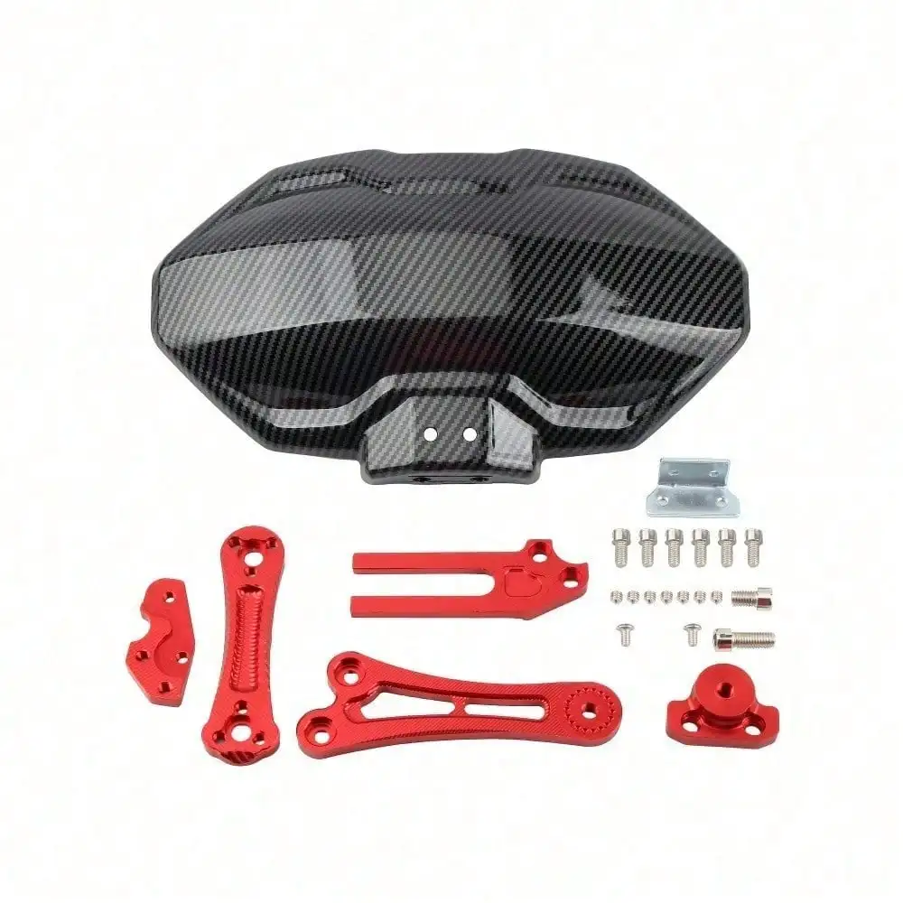 Adjustable - Universal Adjustable Imitation Carbon Fiber Aluminum Alloy Rear Wheel Mudguard Extension for Motorcycles.