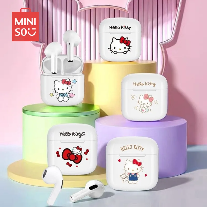 NEW cartoon Hello Kitty Bluetooth earphones semi in ear mini noise cancelling wireless earphones with long standby time