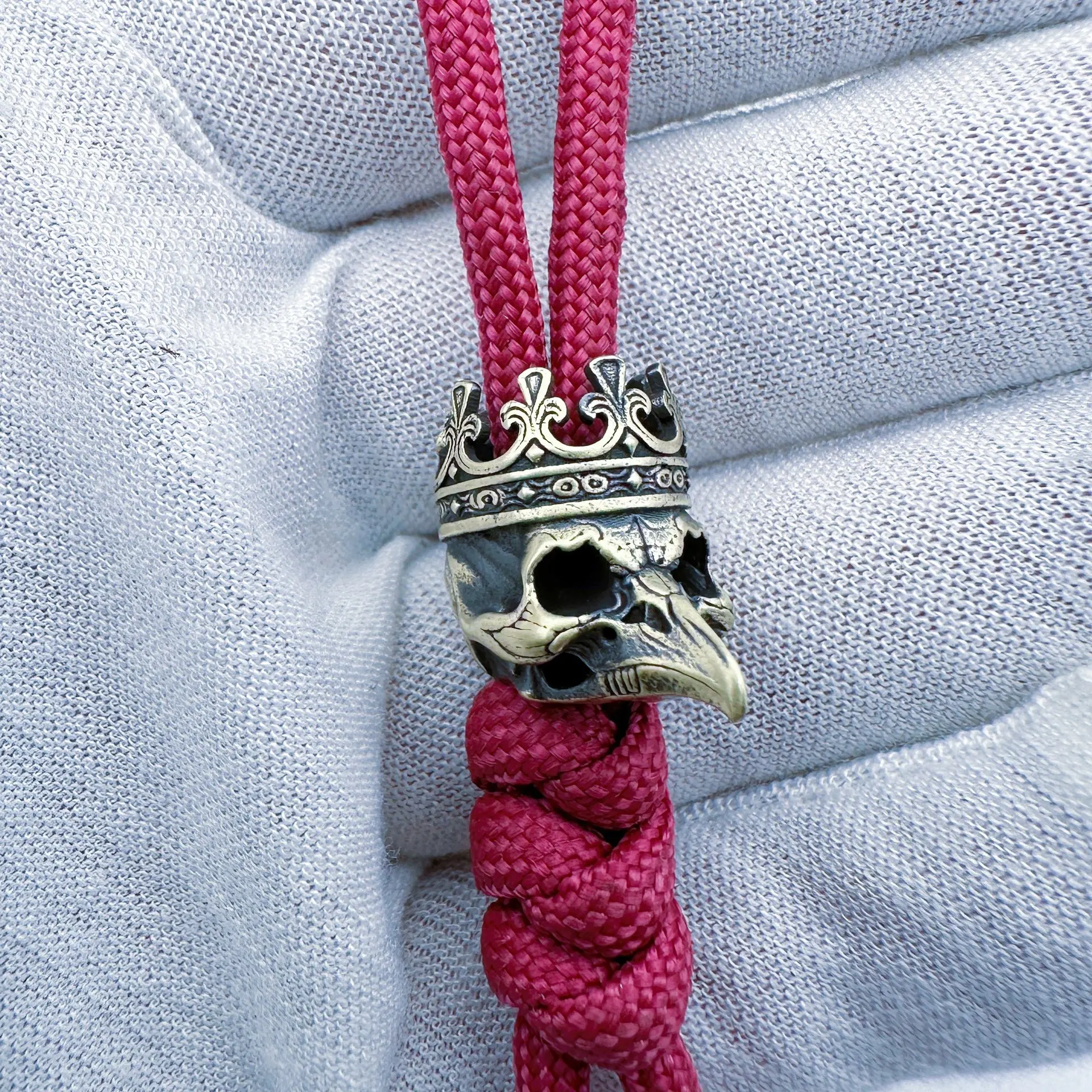 Crown Crow Skull Brass Knife Bead EDC DIY Paracord Woven Bracelet Lanyard Pendants Accessories Outdoor Tool Hangings Charms