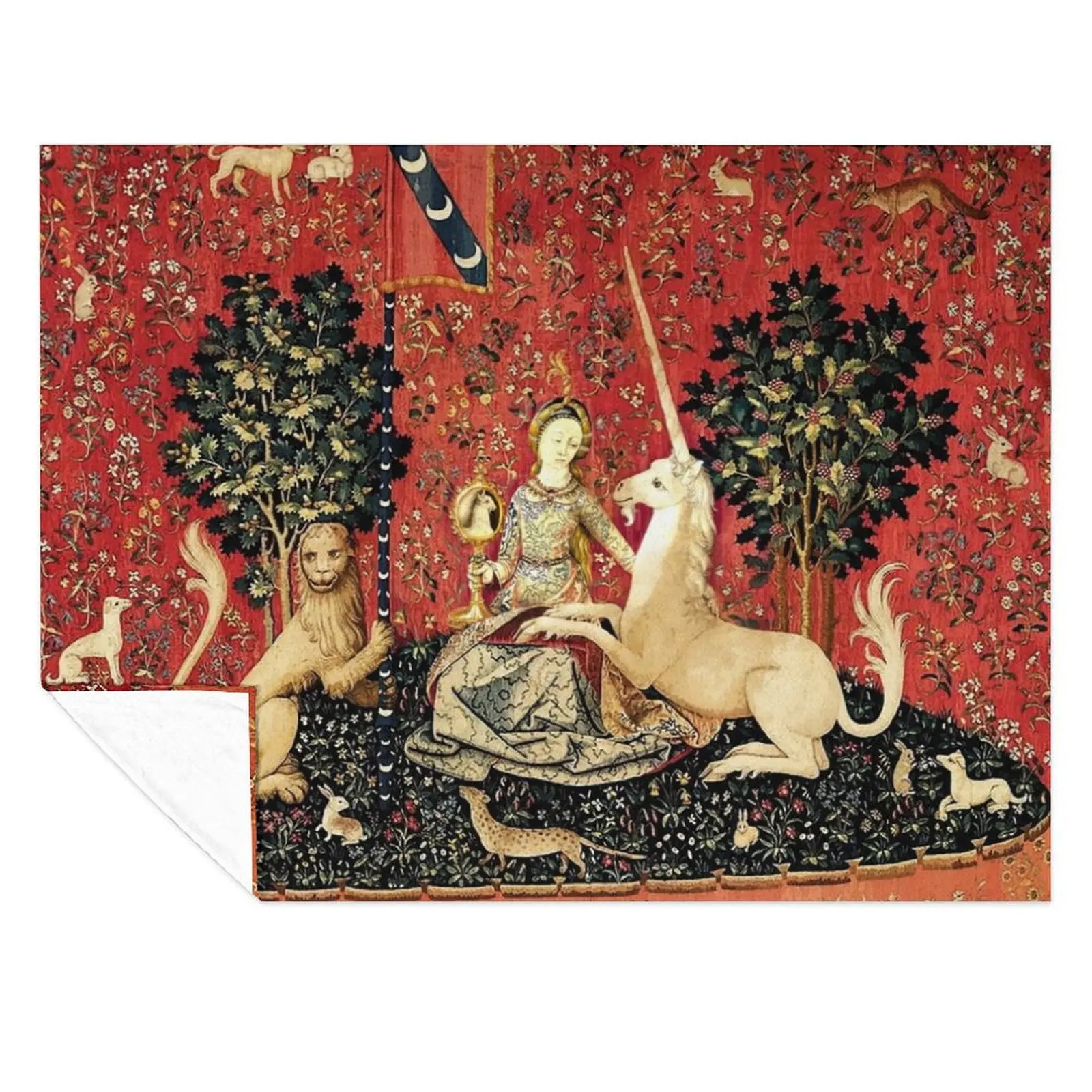 

The Lady and the Unicorn:  Mon Seul Dsir - Sight Throw Blanket Decorative Beds Picnic funny gift Custom Blankets