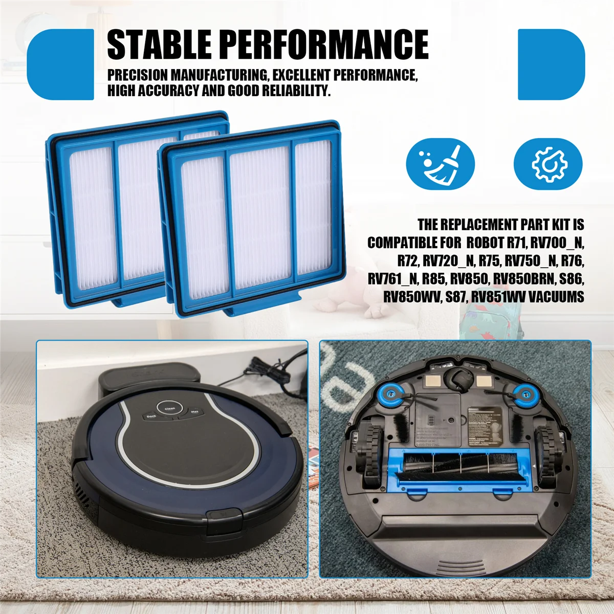 【24 heures-vente!】 Filtre HEPA de remplacement 5 pièces Compatible pour Robot Shark ION adapté pour Robot Shark IQ R101AE RV1001AE UR1005AE