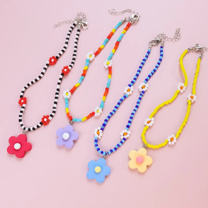 Pet Collar Cat Dog Bell Safety Clasp Necklace Ornaments Rice Beads Handmade Flowers Kitten Accessories Garfield Adjustable