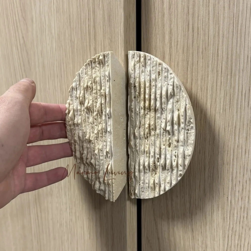 High-end Natural Marble Travertine Wardrobe Handles Retro Stone Wardrobe Door Handles Handles Clothing Store Wardrobes