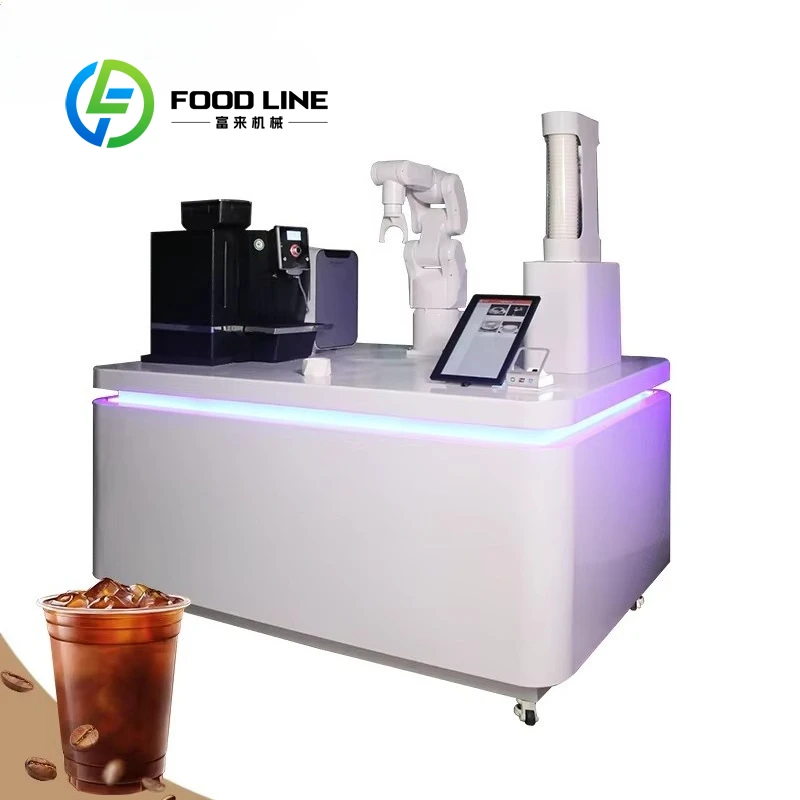 Custom Robot Barista Coffee Vending Machine 6 Axis Robotic Arm Automatic Coffee Latte Art Making Device for Commercial Business