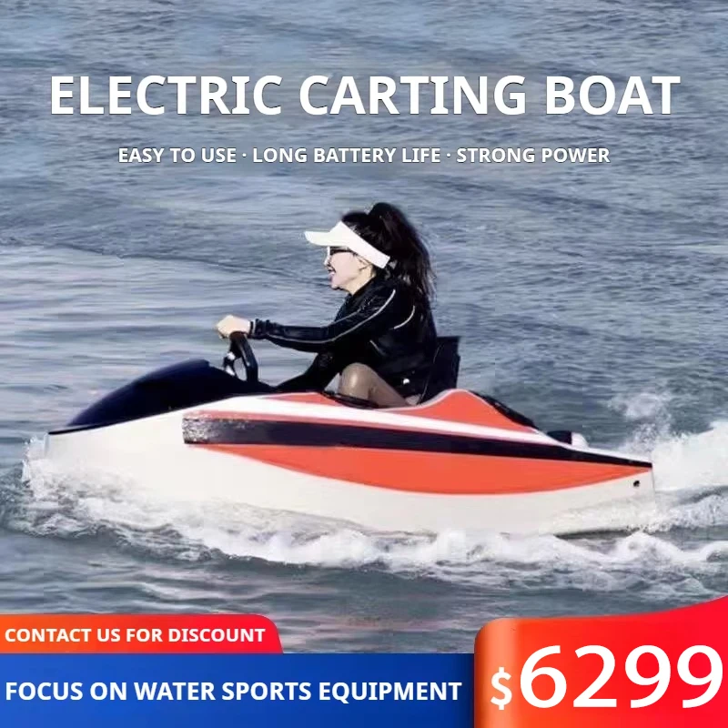 

EPP Electric Watercraft 52km/h, 6-18kW Motorized Jet Ski/Surfboard for 2 Adults, 90min 150kg Load Water Sports & Skiing Powered