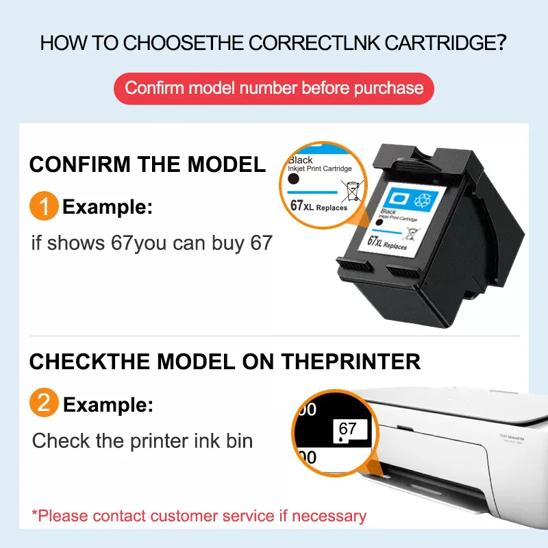 For HP 67 Black/Tri-color Ink Cartridges For HP DeskJet 1255, 2700, 4100 Series, For HP ENVY 6000, 6400 Series