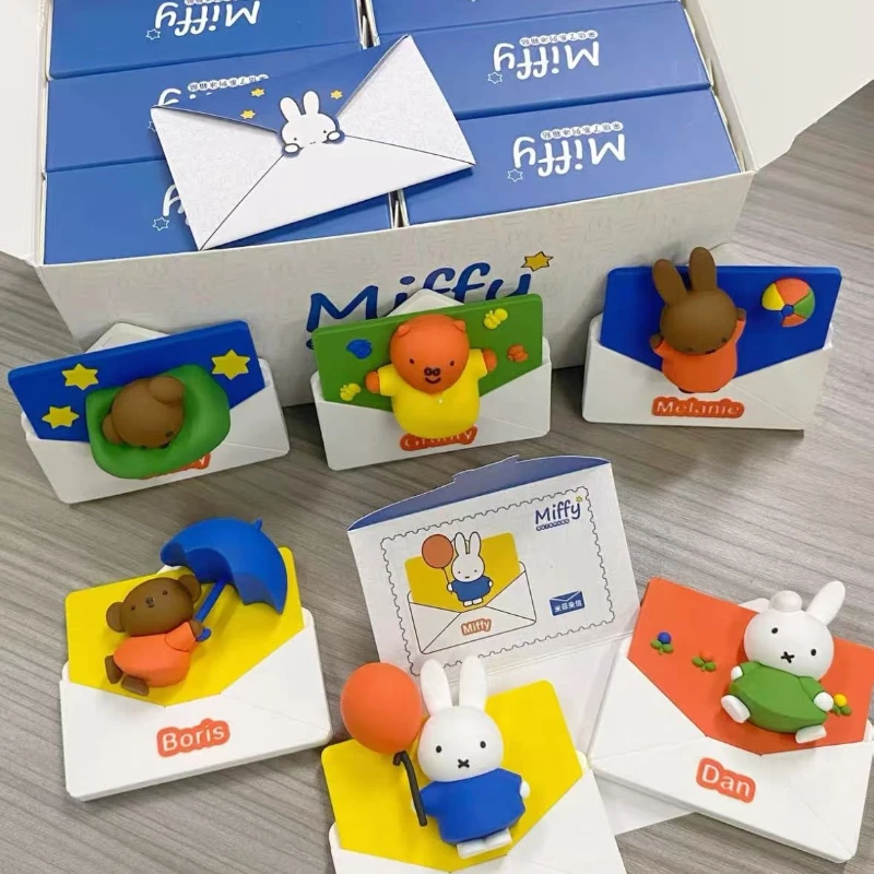 

Genuine Miffy Blind Box Envelope Series Cartoon Refrigerator Sticker Cute Grunty Snuffy Boris Dan Magnetic Ornament Kids Gifts