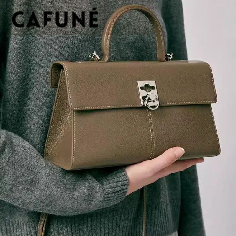 CAFUNE Bag Fashion Design Tote PU One Shoulder Crossbody Bag Trapezoidal Small Square Bag Women\'s Leather Messenger Handbag