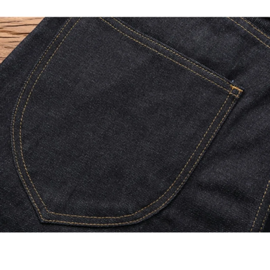 Jeans Selvage Denim Men\'s High-waisted Pairs Buckle Wide Leg Trousers Vintage Pants for Male 2023 Fashion