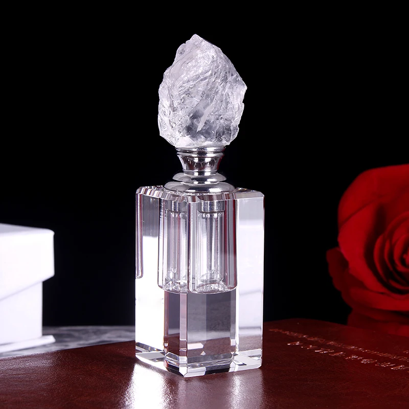 3ml Clear Natural Stone Quartz Crystal Perfume Bottles Essential Oil Bottles Collection Refillable Empty Bottle Holiday Gifts