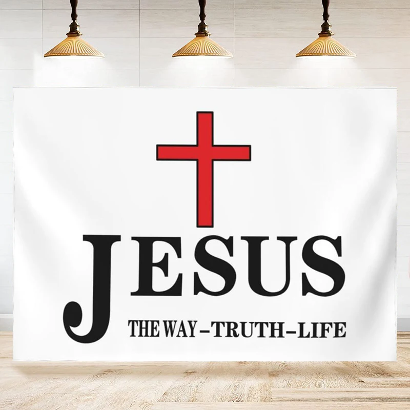 

Jesus The Way Photography Backdrop Truth Life Tapestry Wall Tapestry For Bedroom Living Room Dorm Decorate Banner