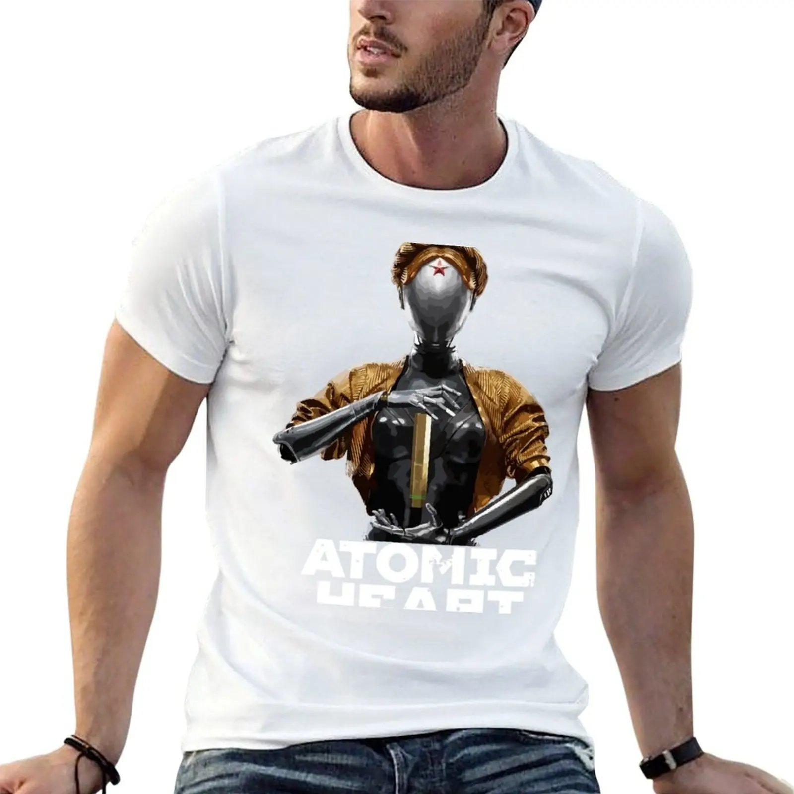 

Atomic Heart Robot Twins T-shirt vintage korean fashion mens workout shirts