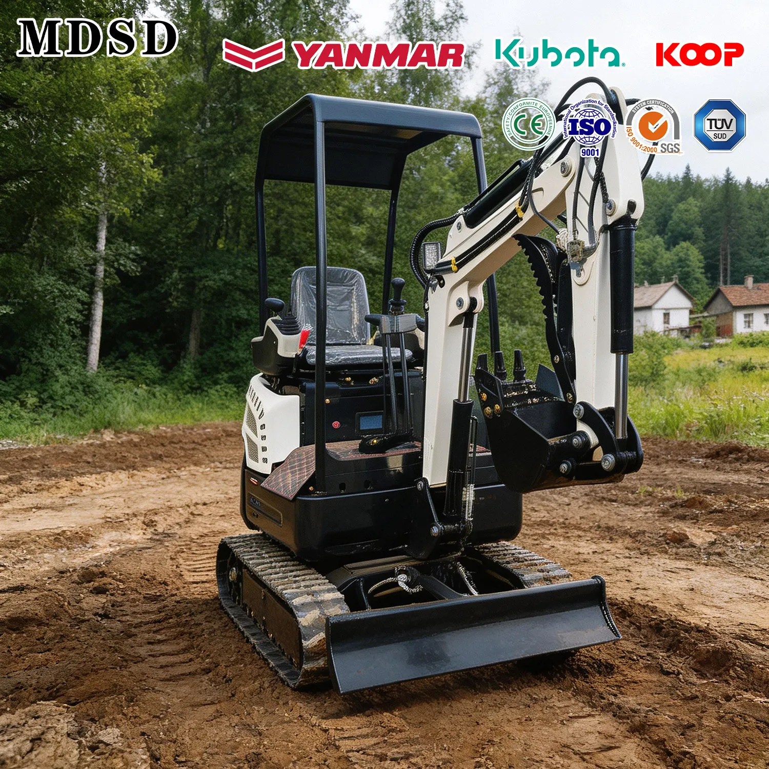 

Free Shipping 1.5 ton 1.8 ton Mini Excavator Equipped With Side Swing and Pilot Control Functions, and a Kubota Diesel Engine.