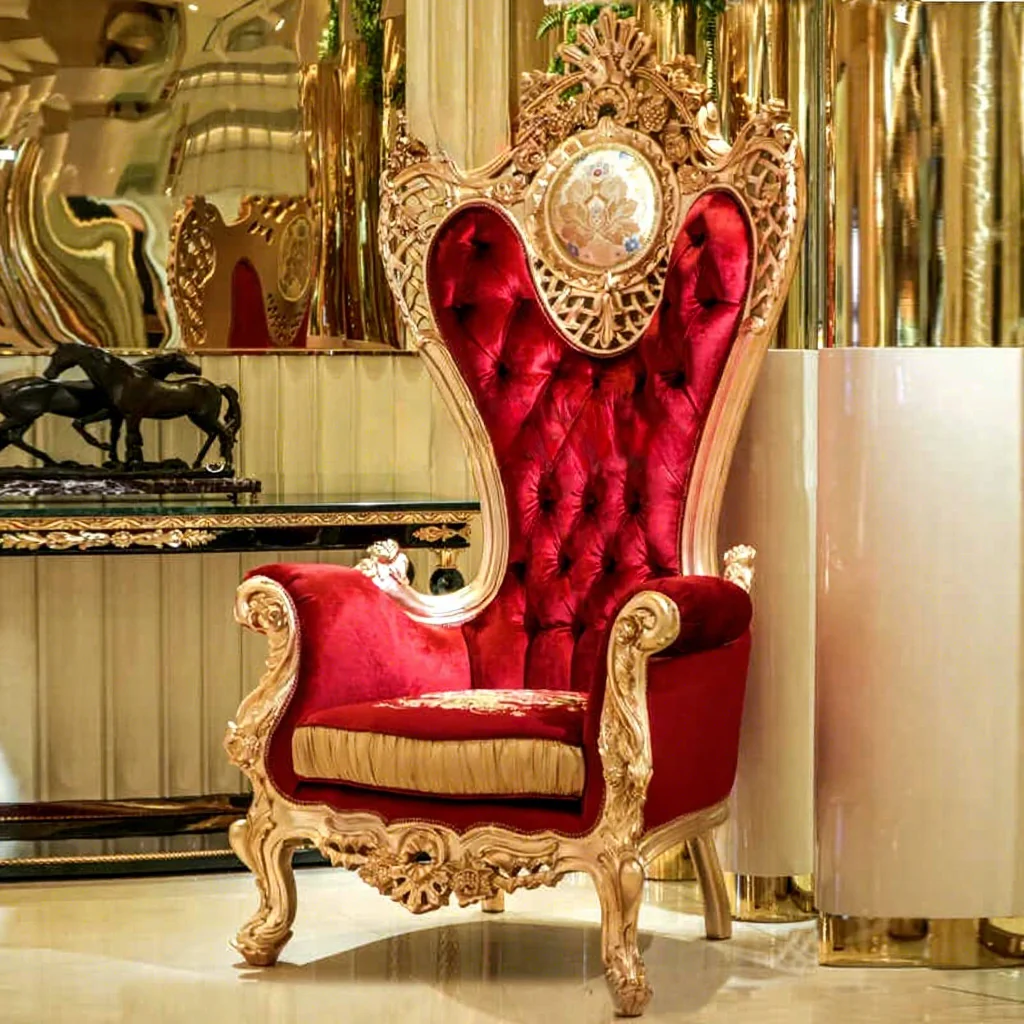 #European Style Velvet French Princess High Back Single Sofa Chair Living Room Apartment Wedding Event Dining Durable